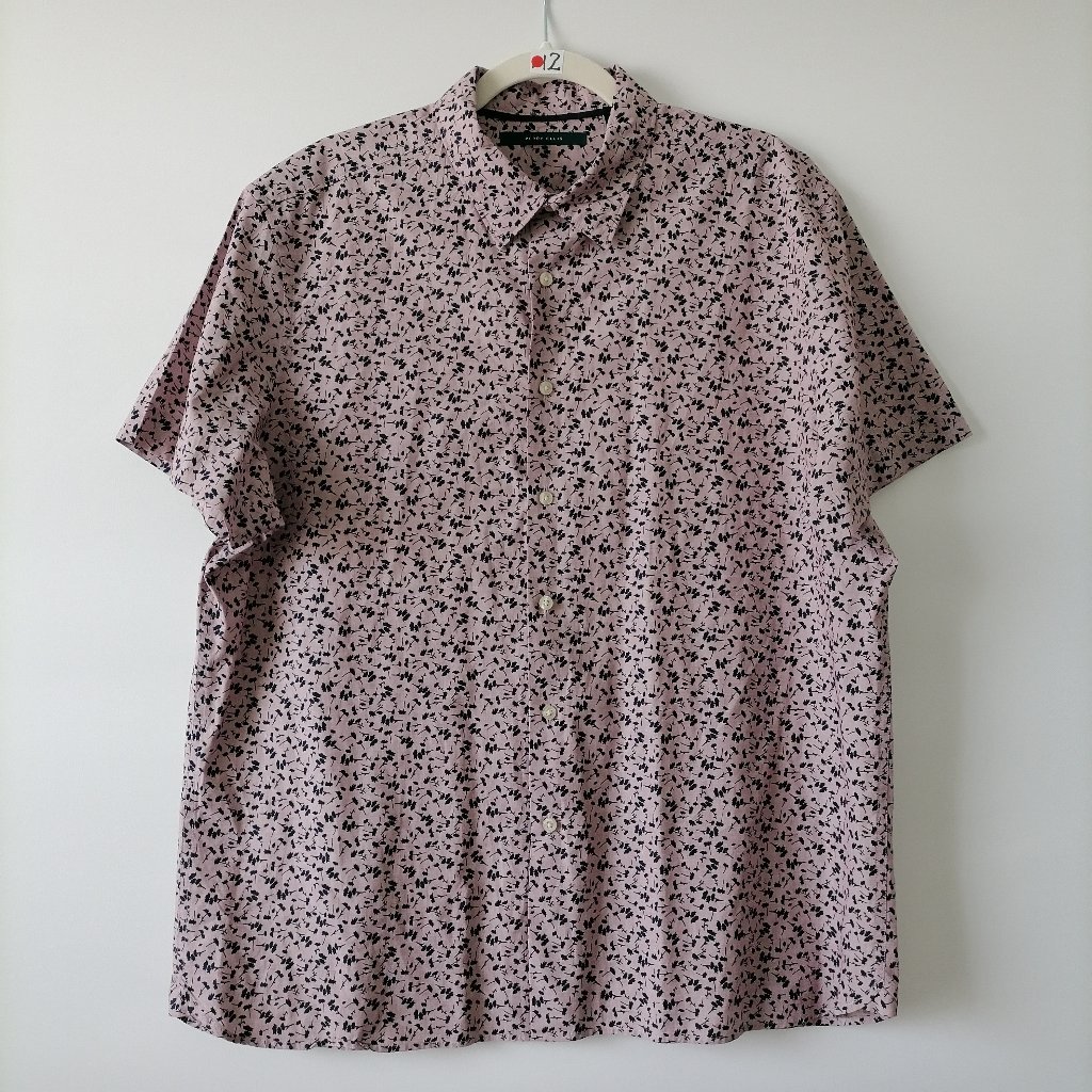 Perry Ellis Men's Pink Printed Button Down Shirt Size Xl